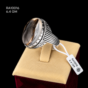 HYH Jewelry – Oval Smoky Quartz Fluted Dotted Silver Ring in 925 Sterling Silver