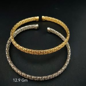 HYH Jewelry – Elegant Woven Mesh Open Cuff Bangle Bracelet (Gold & Silver Dual Pack)